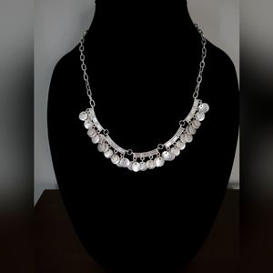Jcrew necklace with clear stones and silver tone discs